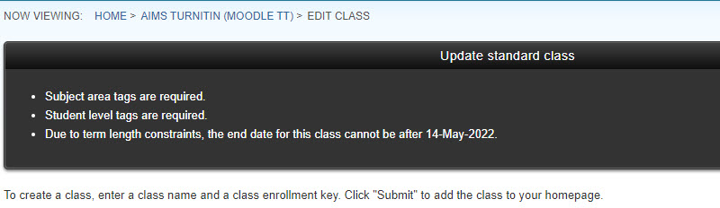 Turnitin class expired on the 14th of May 2022. Cannot be renewed. New link created on https://learn.sun.ac.za/course/view.ph